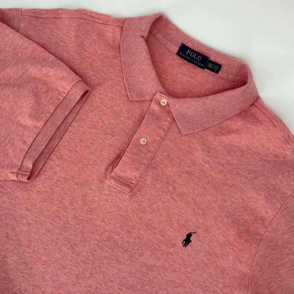 Polo Ralph Lauren‎ Mens 2XLT Pink Coral Heather Short Sleeve Polo Shirt Tall